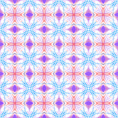 Hand drawn color geometric, symmetric seamless pattern. Abstract patterned background. Design for prints, covers, fabric, textile and wrapping paper.