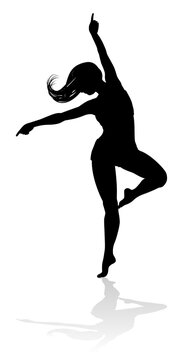 A dancing woman in silhouette graphic illustration