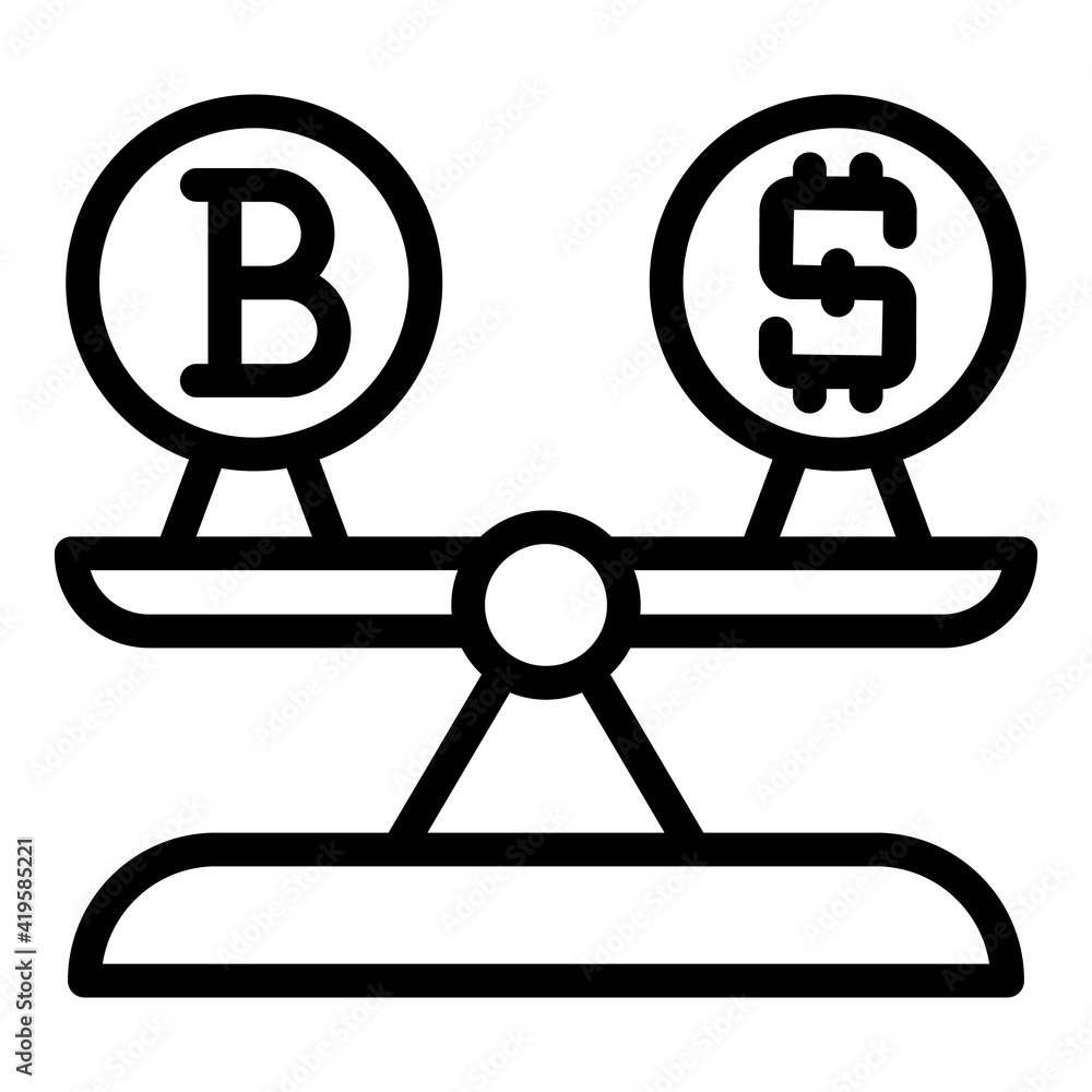Poster blockchain money scales icon. outline blockchain money scales vector icon for web design isolated on