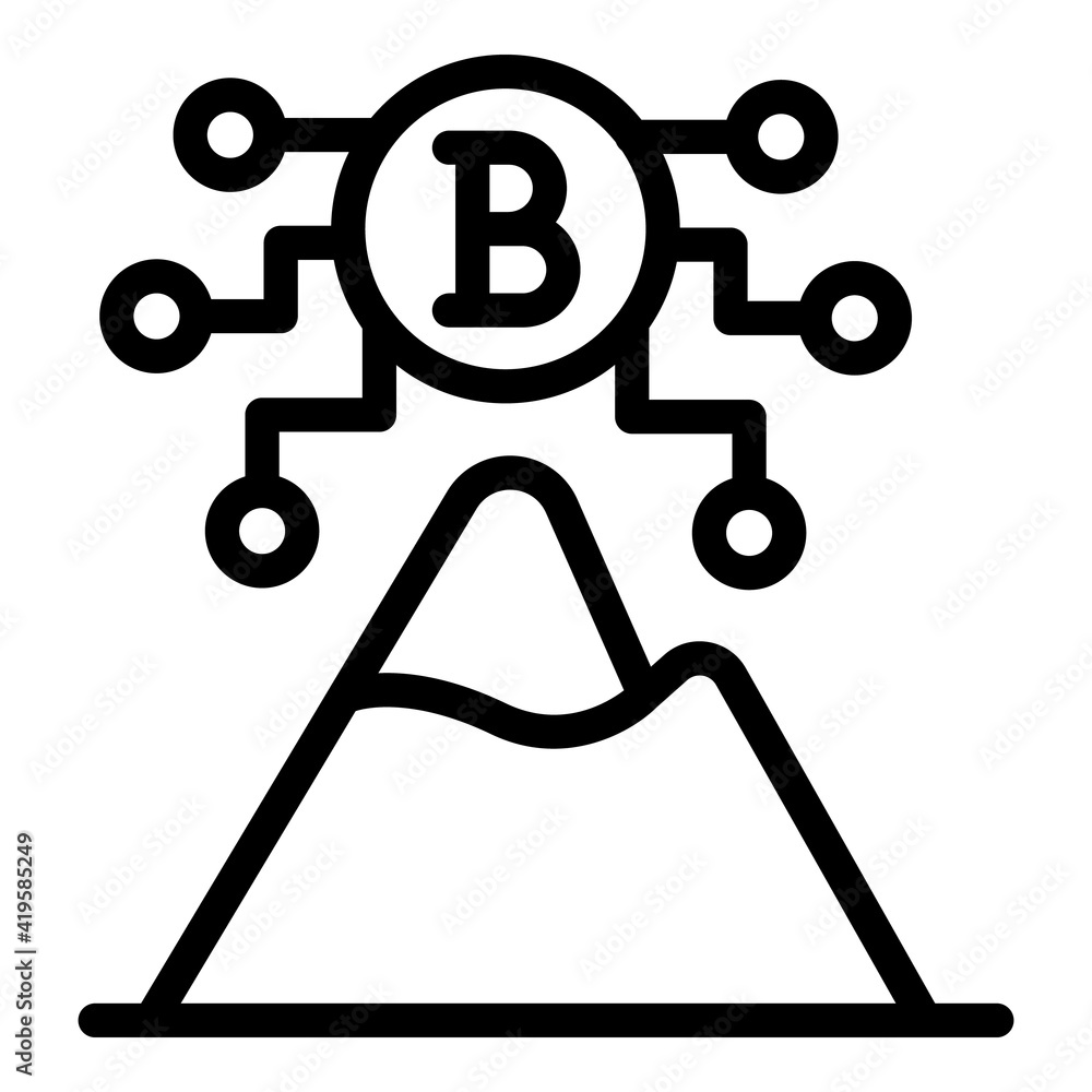 Poster blockchain mountain icon. outline blockchain mountain vector icon for web design isolated on white b