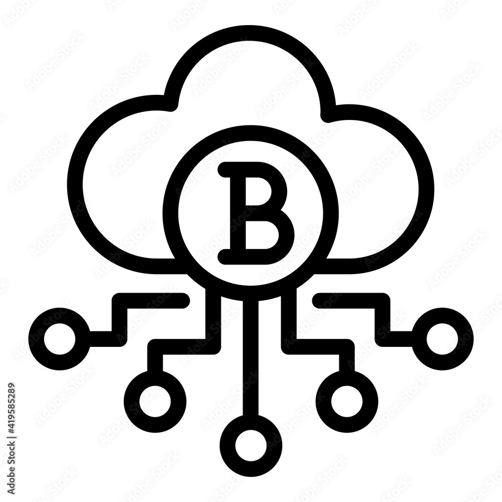 Poster blockchain digital cloud icon. outline blockchain digital cloud vector icon for web design isolated 