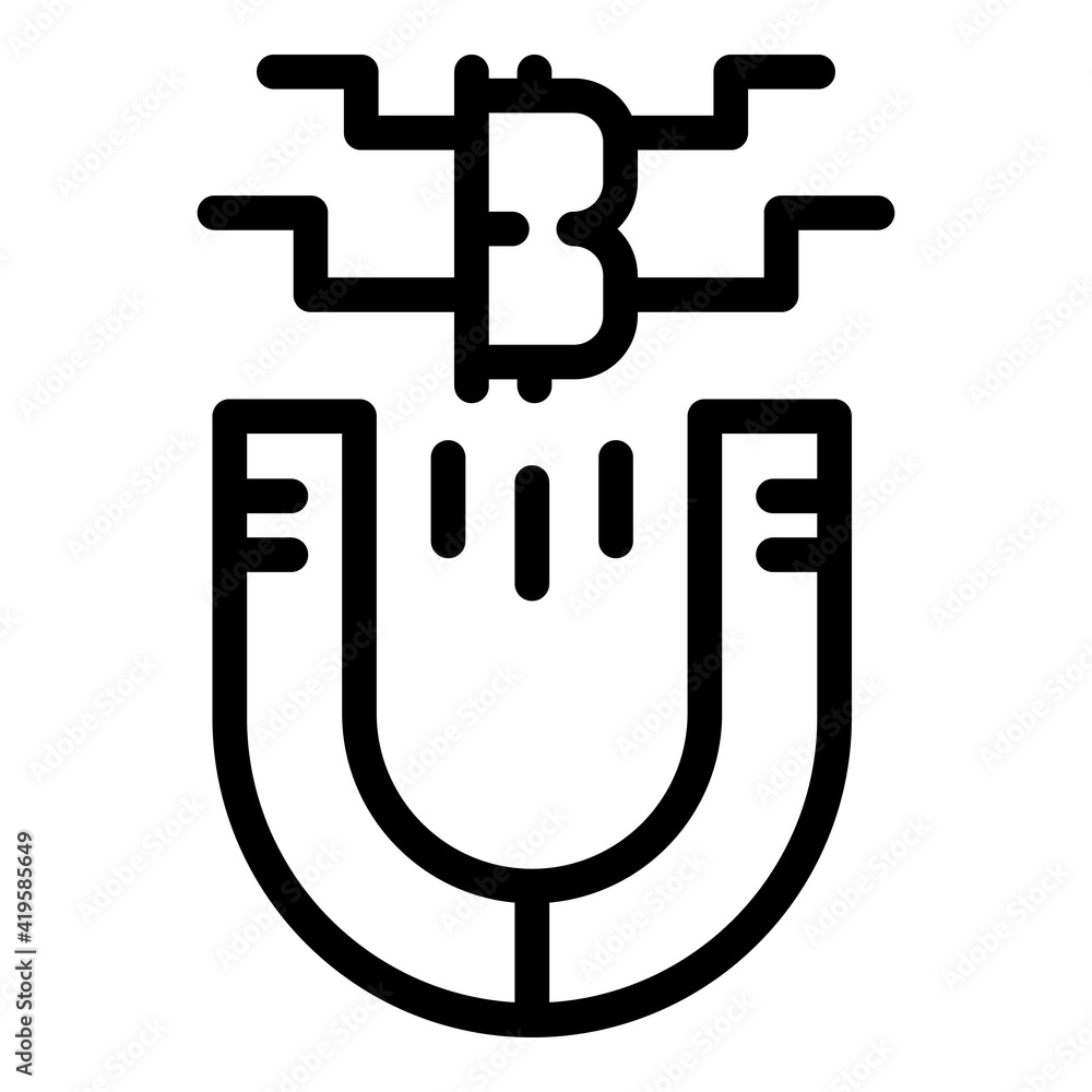 Poster blockchain magnet icon. outline blockchain magnet vector icon for web design isolated on white backg