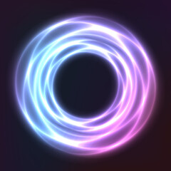 Vector background of neon geometric shapes, round frame, abstract background, wallpaper