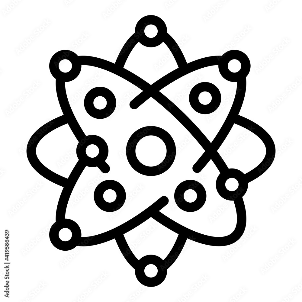 Poster research atom icon. outline research atom vector icon for web design isolated on white background