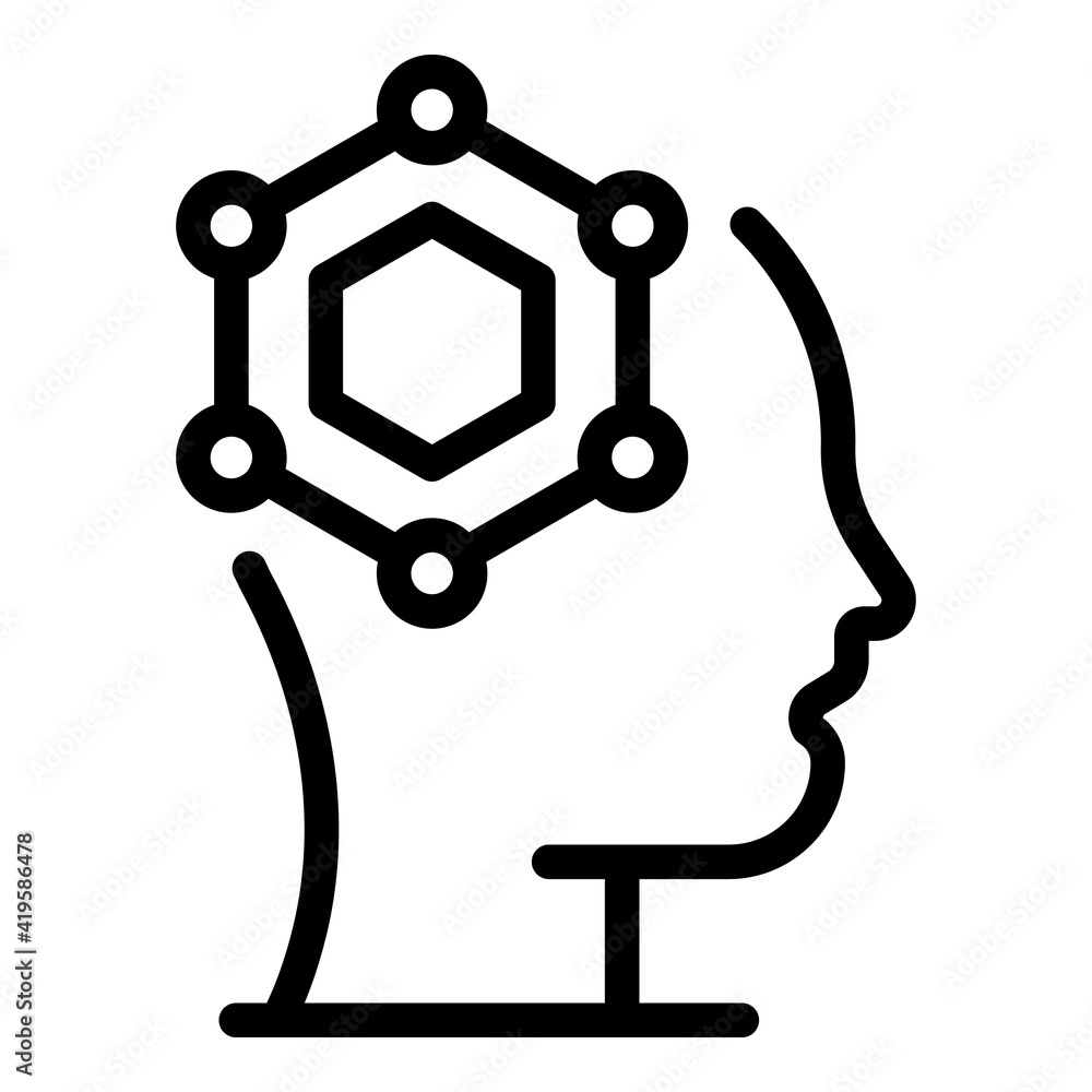 Poster scientist mind icon. outline scientist mind vector icon for web design isolated on white background