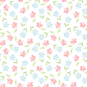 Cute Flowers Seamless Pattern