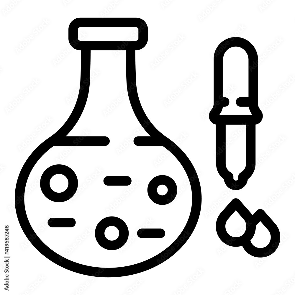 Poster chemical flask pipette icon. outline chemical flask pipette vector icon for web design isolated on w