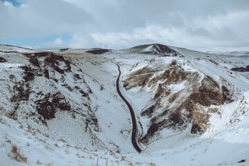 Road through a snowy pass