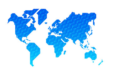 Simplified world map drawn with sharp straight lines .