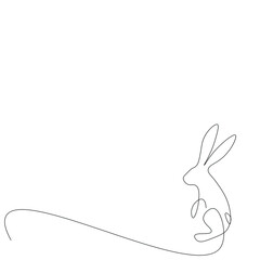 Easter bunny line drawing, vector illustration