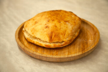 fresh bread in a bamboo plate