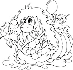 coloring page caterpillar in the garden, vector cute cartoon hand drawn isolated children stock illustration