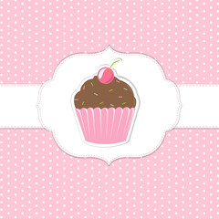 Vintage Cupcakes Pink Labels, Vector Illustration