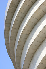 Fototapeta premium Dushanbe, TAJIKISTAN - 05.11.2019: Street in the city. Exterior. Detail of the roof of a building