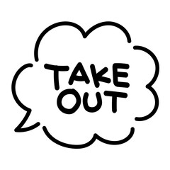 イラスト素材セット：テイクアウト　ふきだし　線画