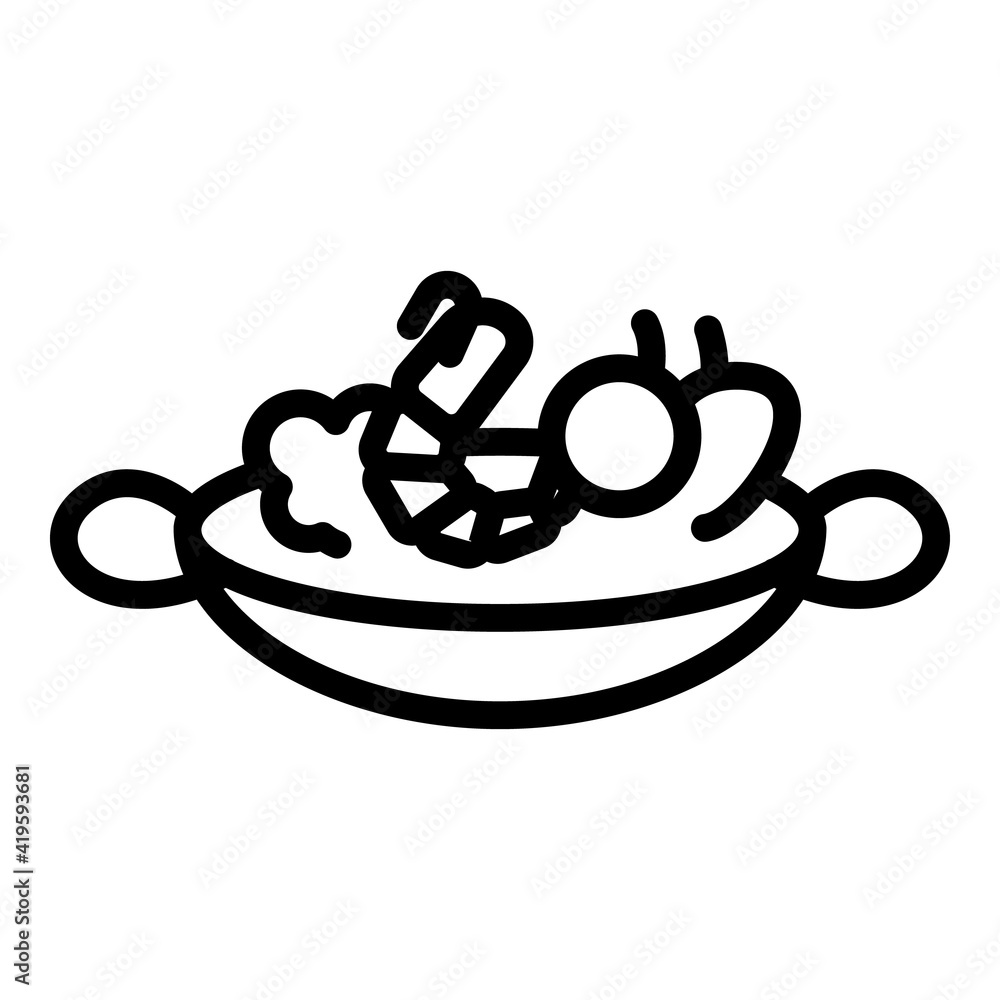 Poster wok menu hot shrimp icon. outline wok menu hot shrimp vector icon for web design isolated on white b