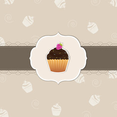 Cake Card, Vector Illustration