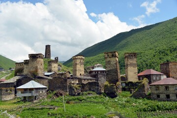 Ushguli Svan Towers in the Svaneti region, defensive stone villages in the Caucasus