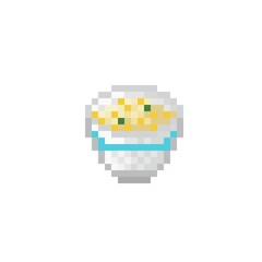 Food pixel art. Soup pixel art. Vector illustration.