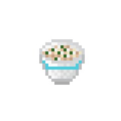 Food pixel art. Soup pixel art. Vector illustration.