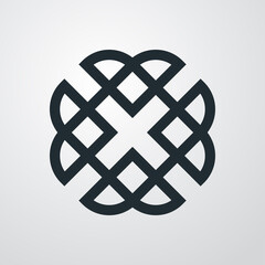 Icono plano lineal nudo chino en fondo gris