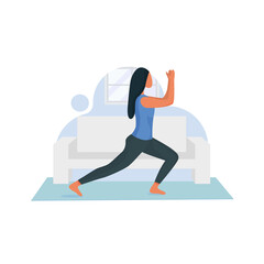 Woman Doing free Exercise in home illustration