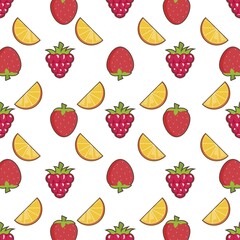 Fresh fruits Summer Seamless Pattern. Vector illustration