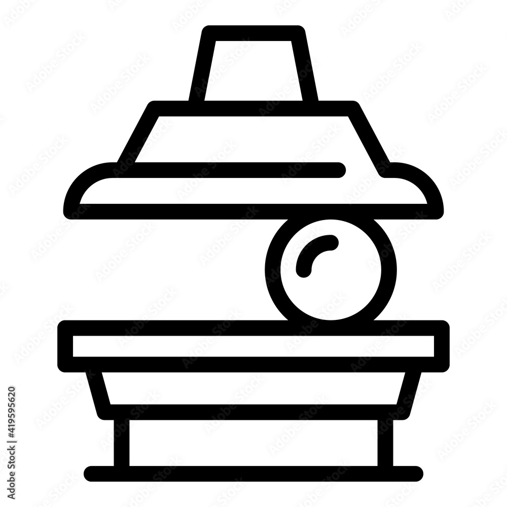 Poster press machine tool icon. outline press machine tool vector icon for web design isolated on white bac