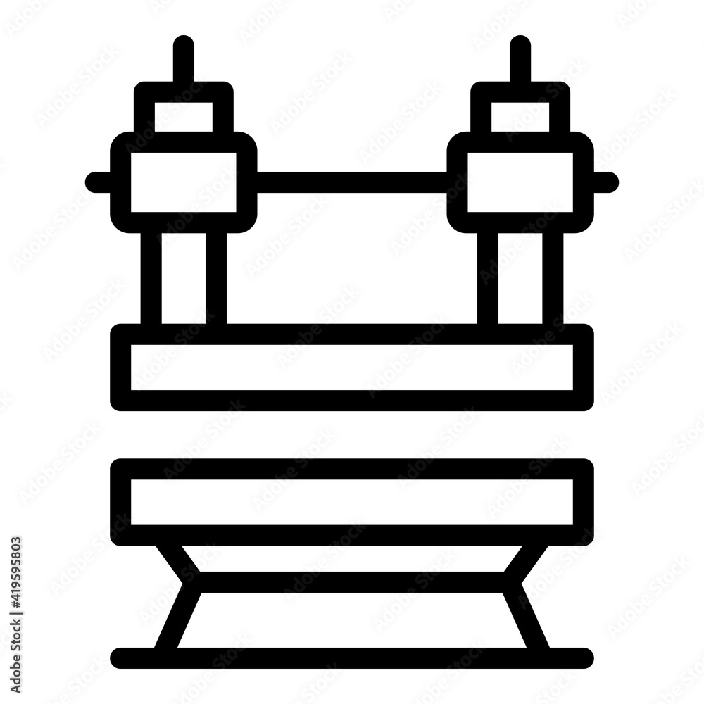 Poster machine press power icon. outline machine press power vector icon for web design isolated on white b