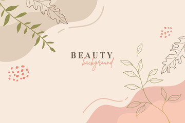 Abstract floral template banner. Trendy minimal organic background. Vector floral beauty backdrop pastel colors
