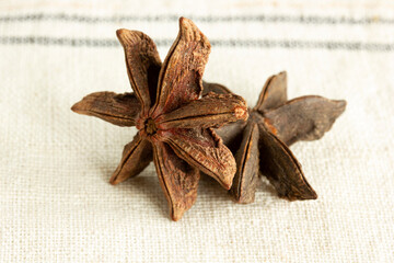 star anise on linen fabric