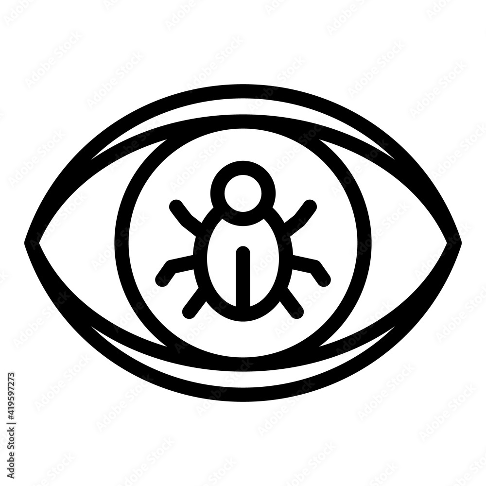 Poster eye malware icon. outline eye malware vector icon for web design isolated on white background