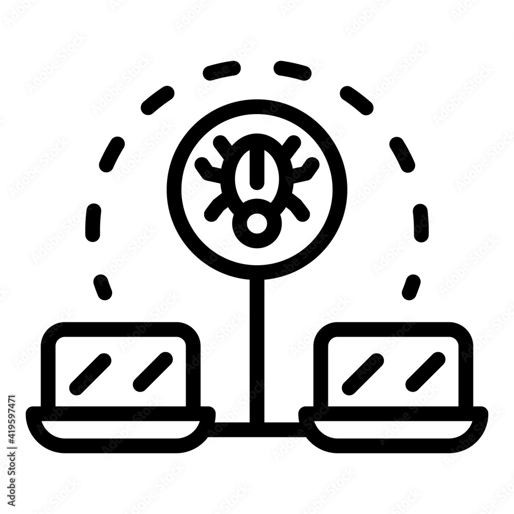 Poster malware bug icon. outline malware bug vector icon for web design isolated on white background