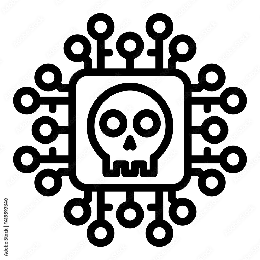 Poster cyber malware icon. outline cyber malware vector icon for web design isolated on white background
