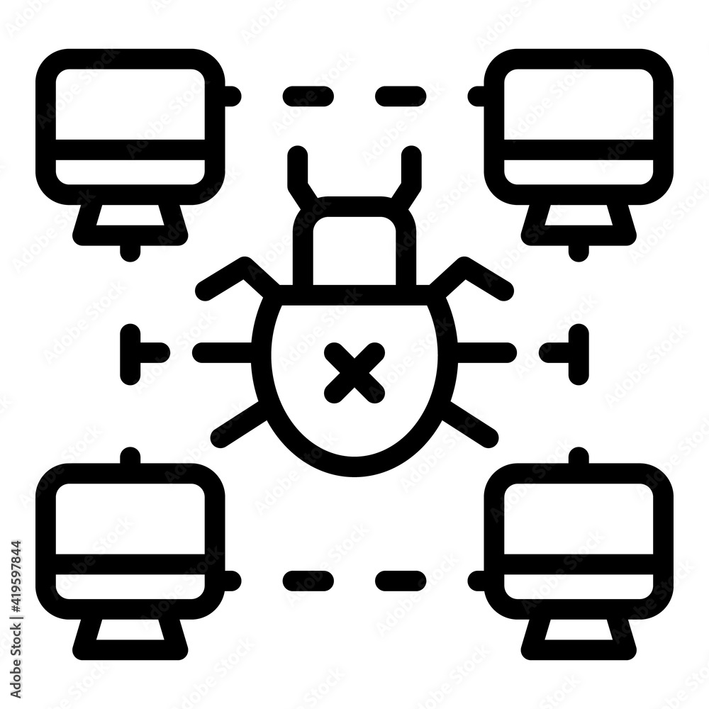 Poster digital malware icon. outline digital malware vector icon for web design isolated on white backgroun