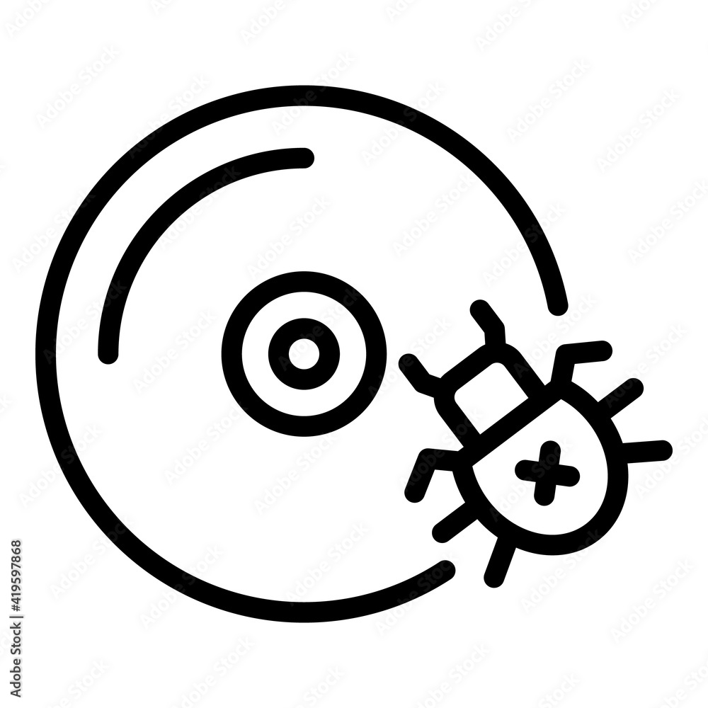 Poster disk malware icon. outline disk malware vector icon for web design isolated on white background