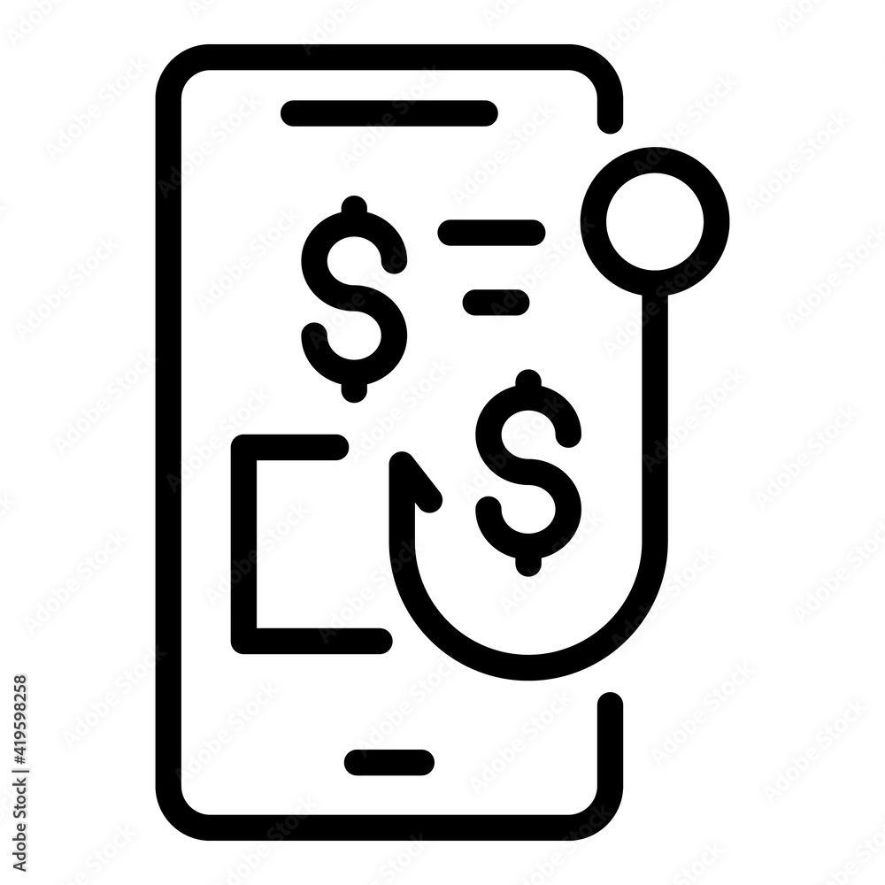 Poster phone malware icon. outline phone malware vector icon for web design isolated on white background