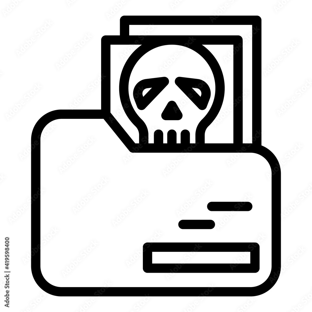 Poster malware skull icon. outline malware skull vector icon for web design isolated on white background