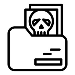 Malware skull icon. Outline malware skull vector icon for web design isolated on white background