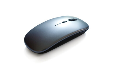 Wireless computer mouse isolated on white background with clipping path, Selective focus