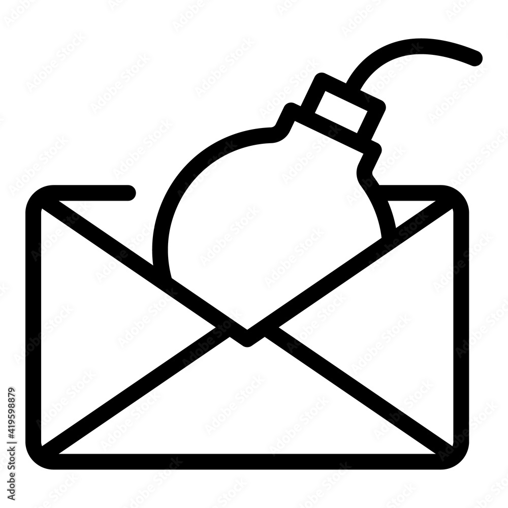 Aufkleber bomb envelope icon. outline bomb envelope vector icon for web design isolated on white background