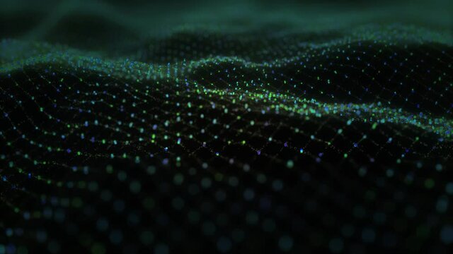 Abstract digital particle wave abstract background. Animation cyber or technology background.