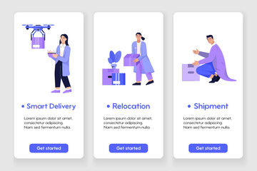 Template design for mobile app page with Delivery and Relocation