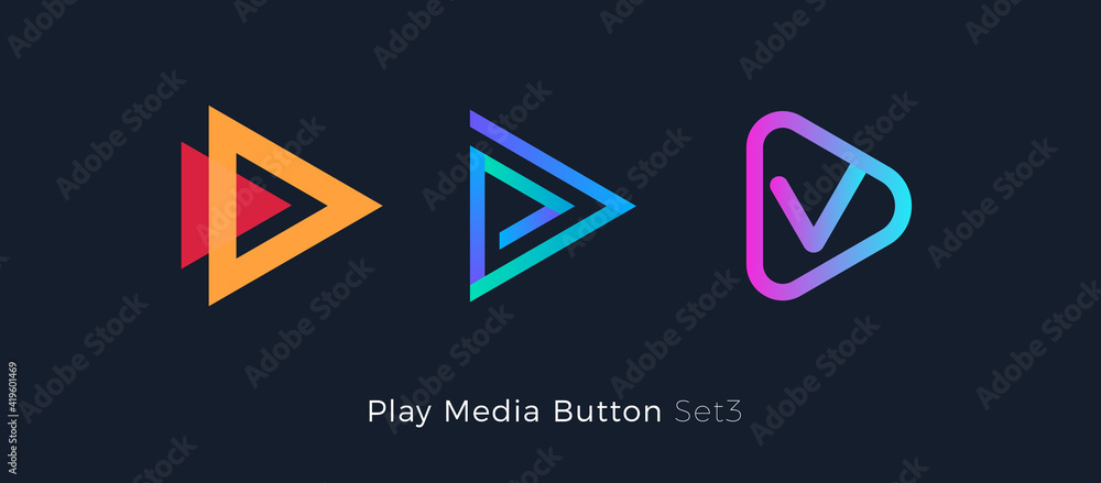 Aufkleber play button foe media app. multimedia player logo. right arrow direction abstract symbol. music and 