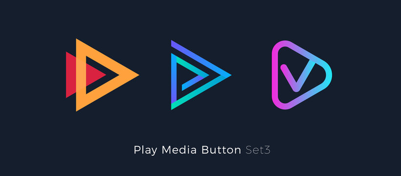 Play Button Foe Media App. Multimedia Player Logo. Right Arrow Direction Abstract Symbol. Music And Movie Stert Sign, Audio And Video Editor Logo. Vector Web Icon Design