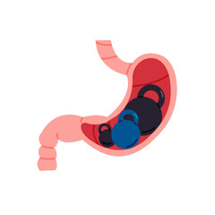 Heaviness in stomach isolated vector illustration. Gases problem, gastritis design element. Unhealthy diet problem, anxiety symptom.