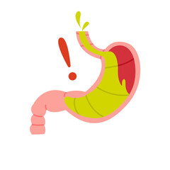 Fototapeta premium Nausea, vomiting isolated vector illustration. Unhealthy stomach, gastric problems design element. Tract diseases, gut inflammation 