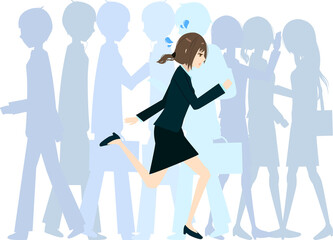 ビジネス街を走る女性