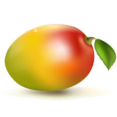 Fresh Mango, Isolated On White Background, Vector Illustration