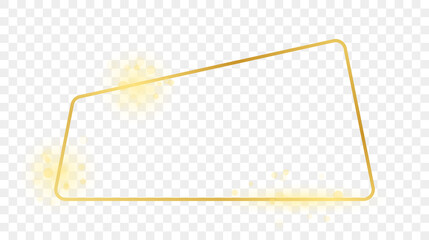 Gold glowing rounded trapezoid shape frame